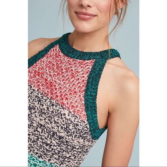 NEW Anthropologie Maeve Harmony Rainbow Stripes Sweater Tank Top Blouse X-Small - Picture 3 of 3